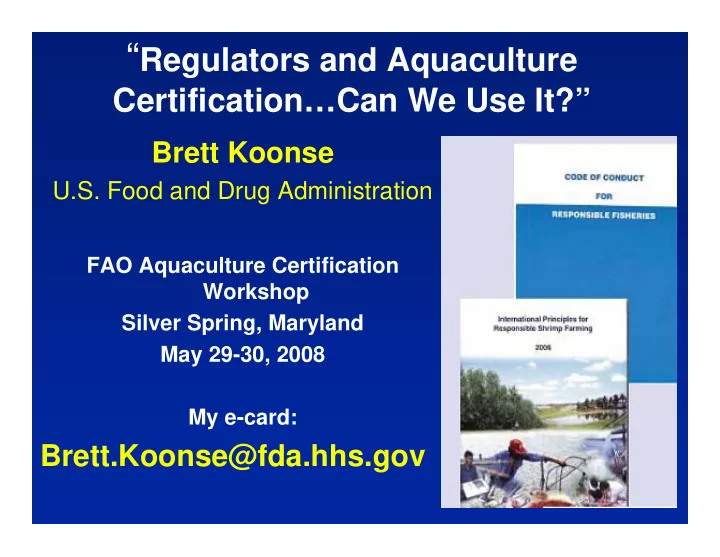 regulators and certification