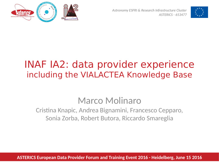 inaf ia2 data provider experience