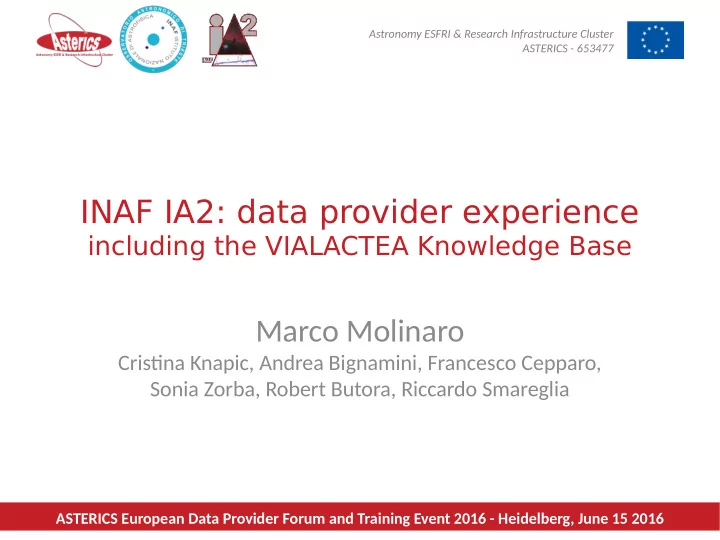 inaf ia2 data provider experience