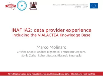 INAF IA2: data provider experience  including the VIALACTEA Knowledge Base  Marco Molinaro
