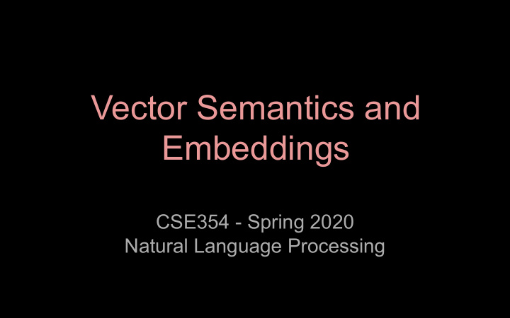 vector semantics and embeddings