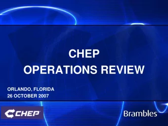 CHEP  OPERATIONS REVIEW  ORLANDO, FLORIDA  26 OCTOBER 2007  INFORMATION SYSTEMS  AT CHEP  DONNA