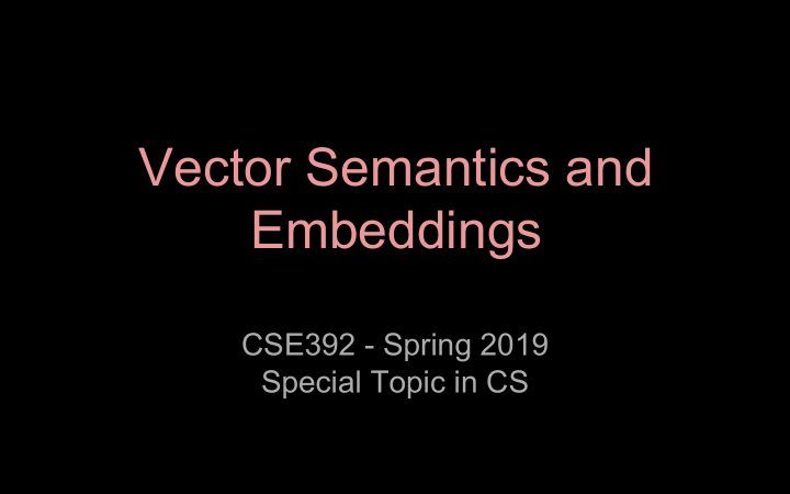 vector semantics and embeddings