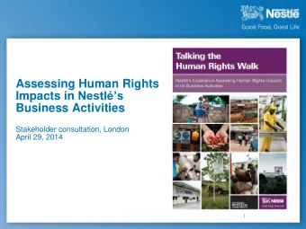 Agenda  9.30-09.40 Welcome and introductory remarks, Christian Frutiger, Nestl 9.40-10.00