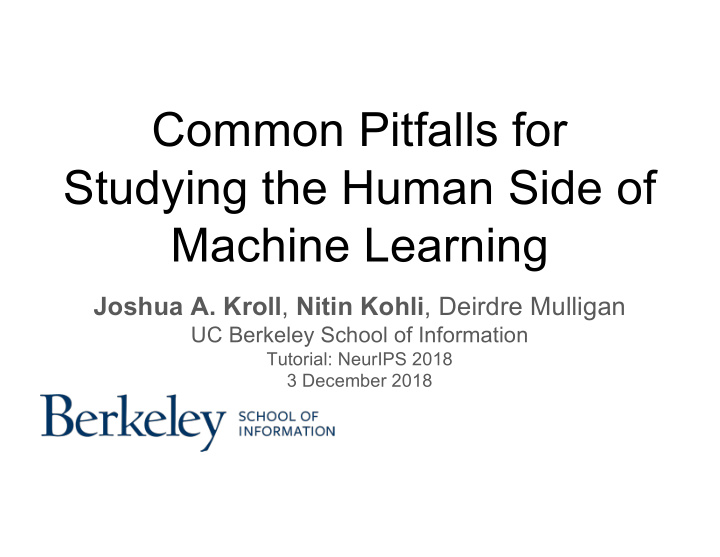 common pitfalls for studying the human side of machine