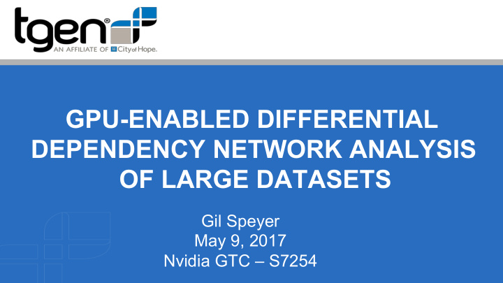 gpu enabled differential dependency network analysis of