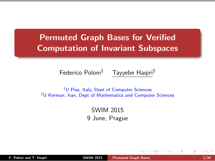 permuted graph bases for verified computation of