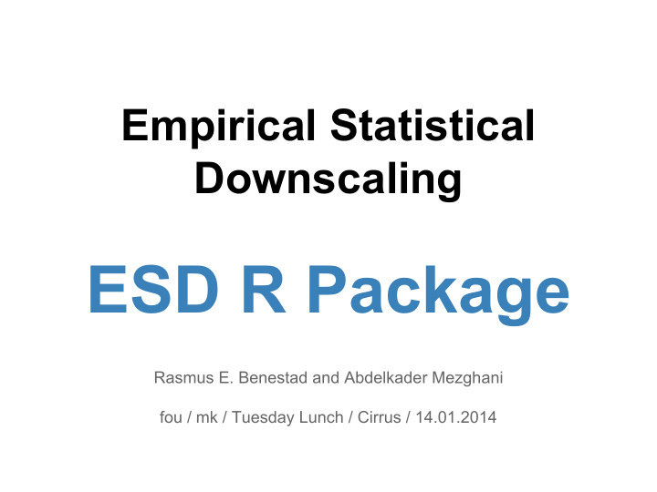 esd r package