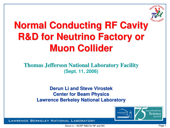 normal conducting rf cavity normal conducting rf cavity r