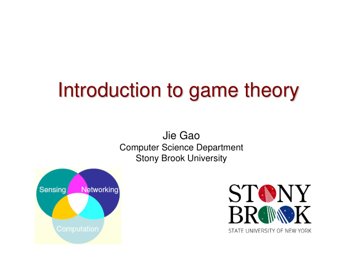 introduction to game theory introduction to game theory