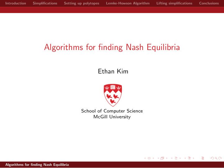 algorithms for finding nash equilibria