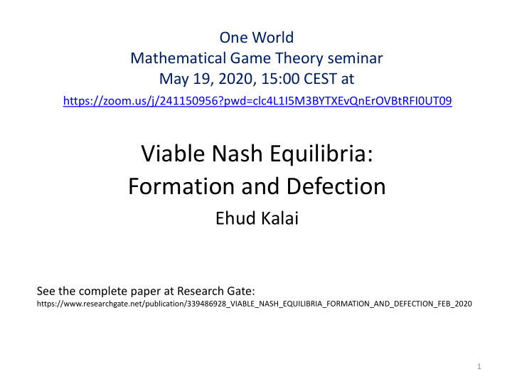 viable nash equilibria