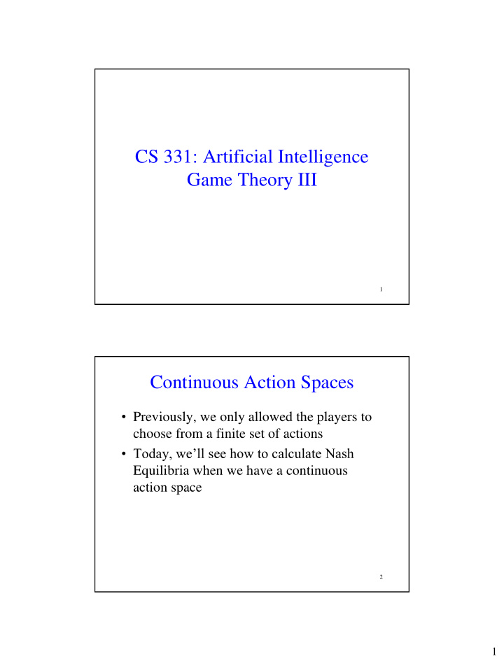cs 331 artificial intelligence game theory iii