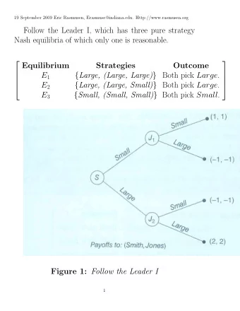 Follow the Leader I, which has three pure strategy  Nash equilibria of which only one is
