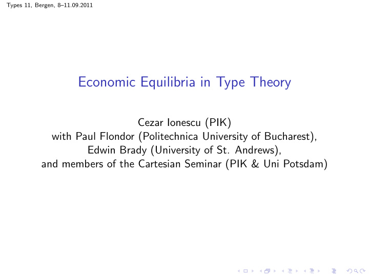 economic equilibria in type theory