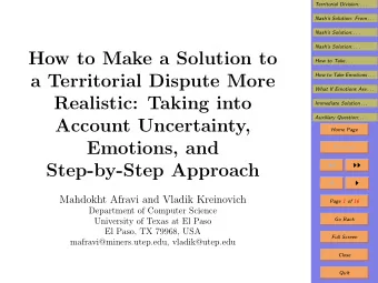 How to Make a Solution to  How to Take . . .  a Territorial Dispute More  How to Take Emotions . .