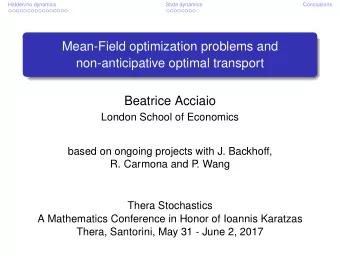 Mean-Field optimization problems and  non-anticipative optimal transport  Beatrice Acciaio  London