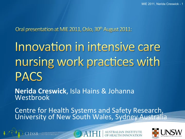nerida creswick isla hains johanna westbrook centre for