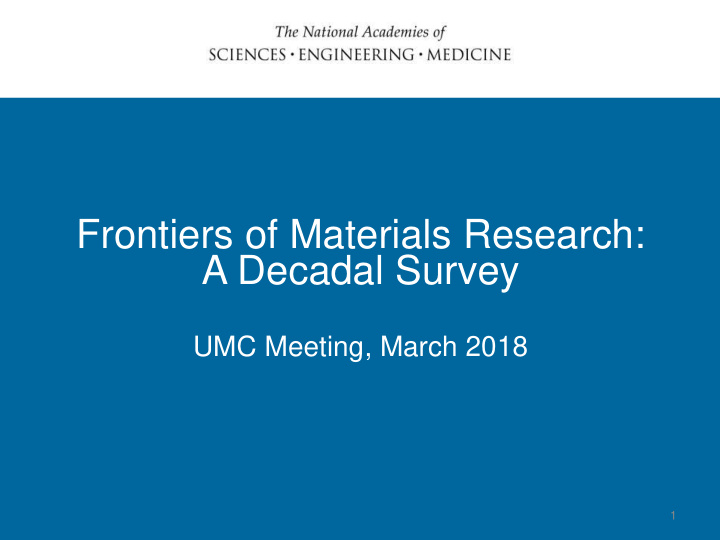 frontiers of materials research a decadal survey