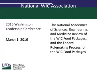 National WIC Association  2016 Washington  The National Academies  Leadership Conference  of