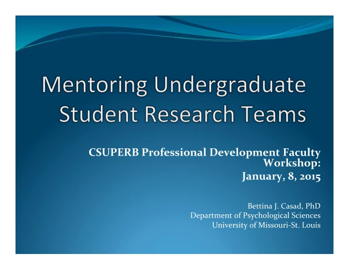 csuperb professional development faculty workshop january