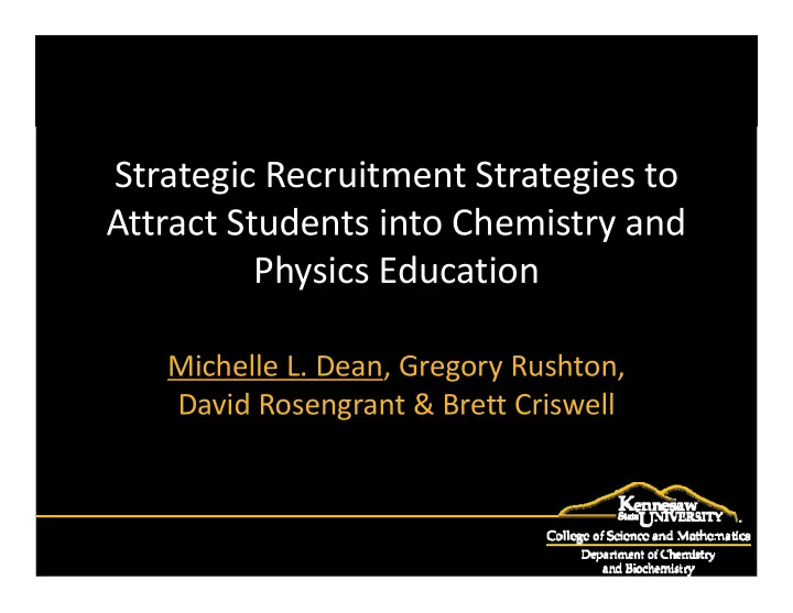 strategic recruitment strategies to attract students into