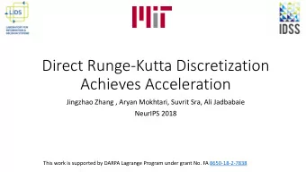 Direct Runge-Kutta Discretization  Achieves Acceleration  Jingzhao Zhang , Aryan Mokhtari, Suvrit