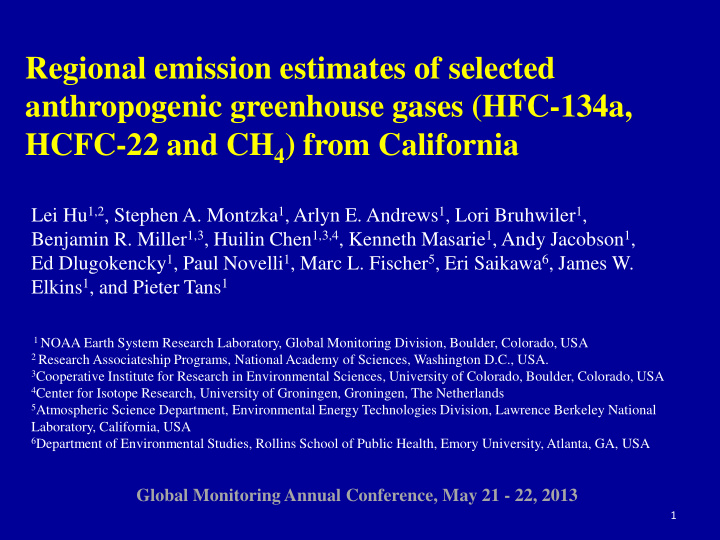 regional emission estimates of selected anthropogenic