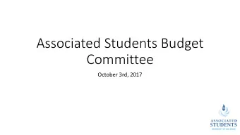 Committee  October 3rd, 2017  Attendance  AS Finance Chair: Johnny Chinchilla  AS Controller: