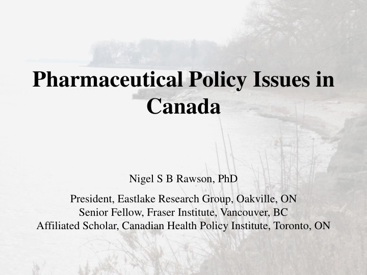 pharmaceutical policy issues in canada