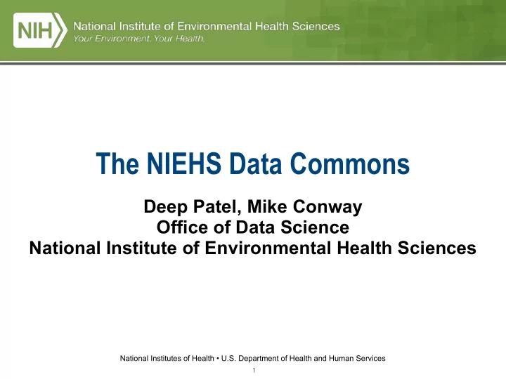 the niehs data commons