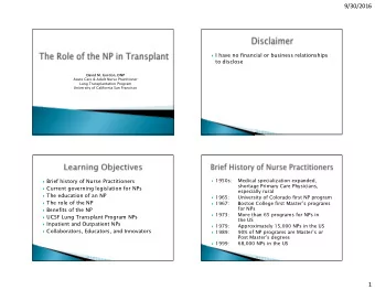 9/30/2016  I have no financial or business relationships  to disclose  David M. Gordon, DNP