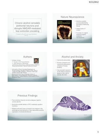 Nature Neuroscience  Monthly scientific  Chronic alcohol remodels  journal published by  the