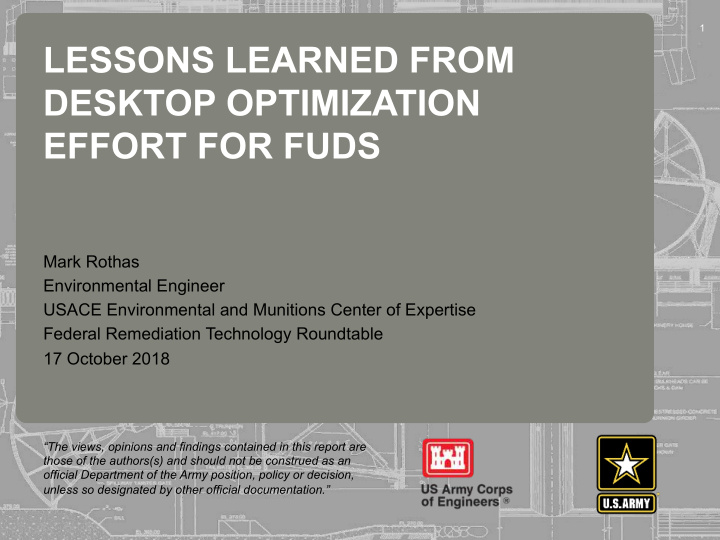 lessons learned from desktop optimization effort for fuds