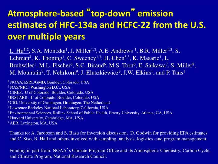 atmosphere based top down emission estimates of hfc 134a