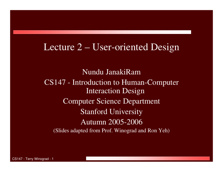 lecture 2 user oriented design