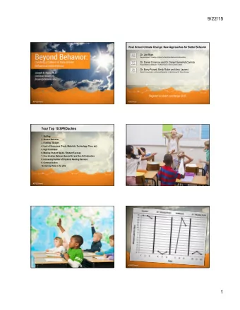 9/22/15  Real School Climate Change: New Approaches for Better Behavior  Dr. Joe Ryan  TUESDAY