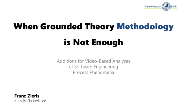 when grounded theory methodology