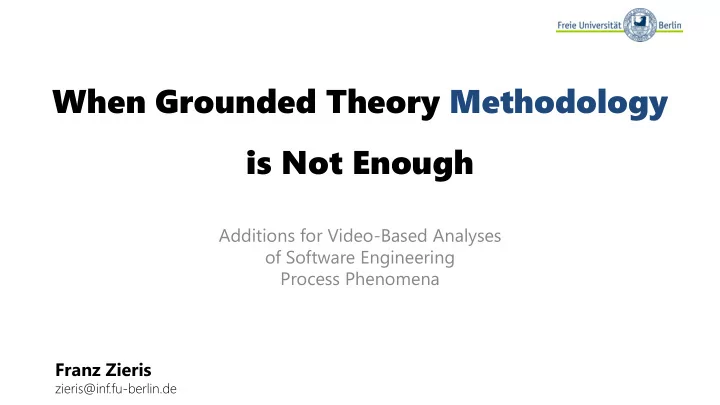 when grounded theory methodology