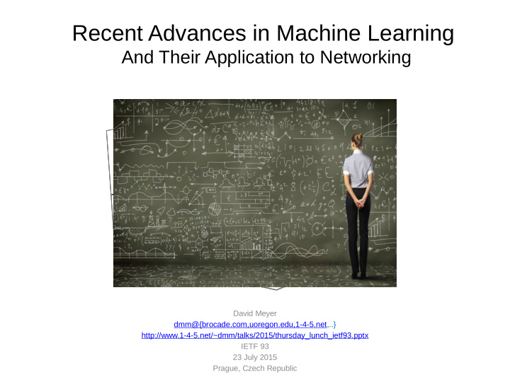 recent advances in machine learning