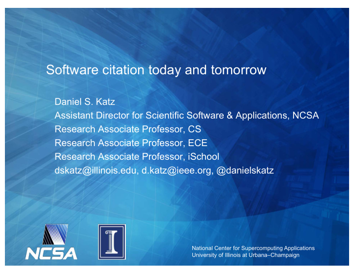 software citation today and tomorrow
