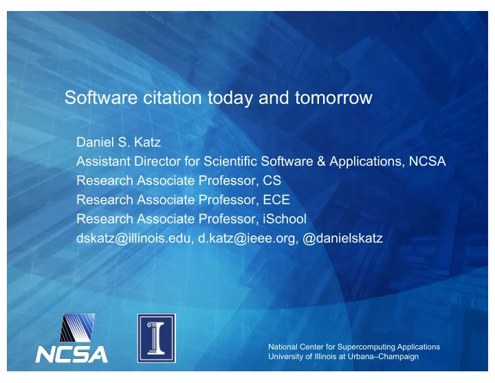 software citation today and tomorrow