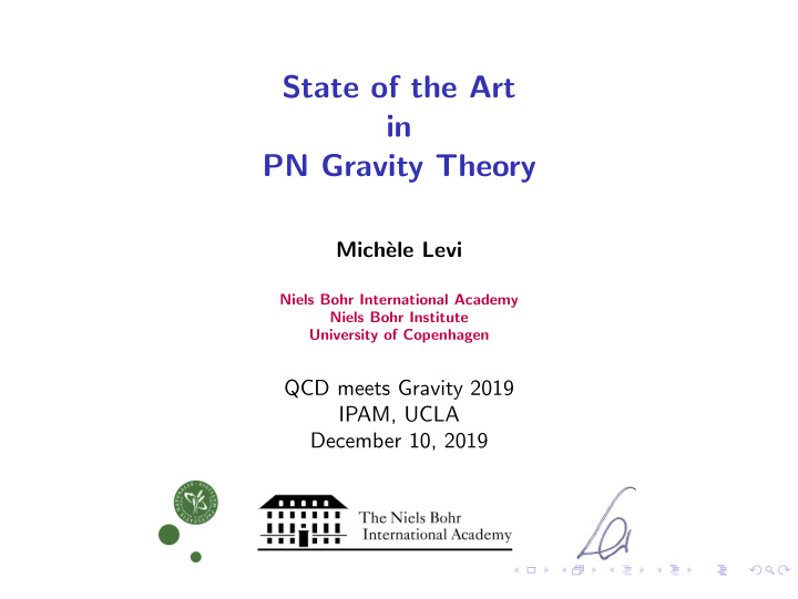 state of the art in pn gravity theory