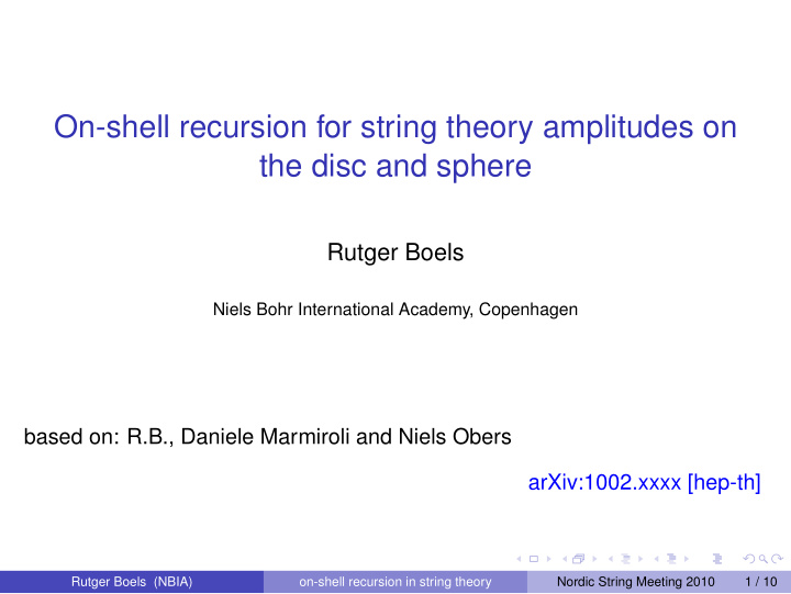 on shell recursion for string theory amplitudes on the