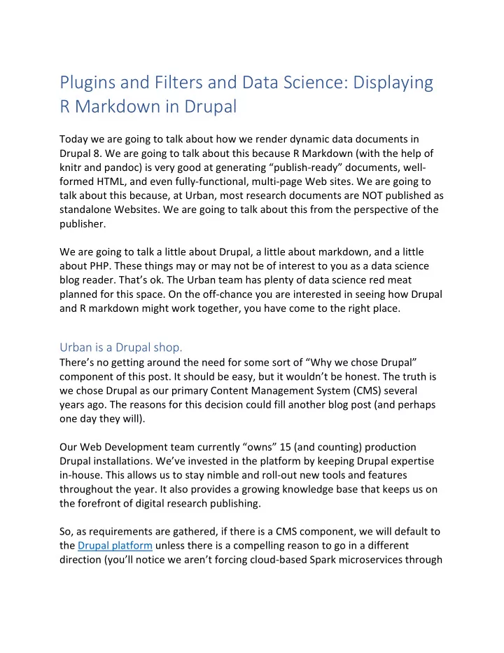 plugins and filters and data science displaying r