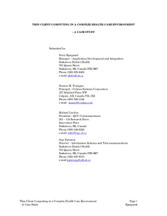 e-mail: pk@sdh.sk.ca  Nunzio M. Fortugno  Principal  Cylinea Systems Corporation  327 Schubert