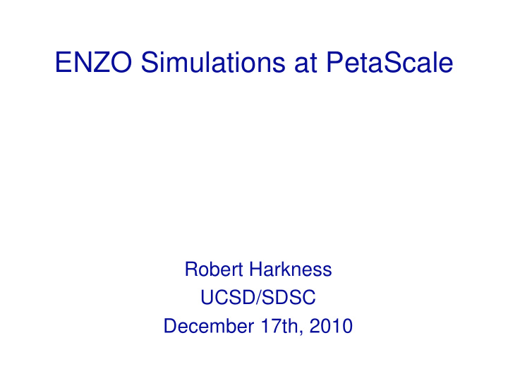 enzo simulations at petascale