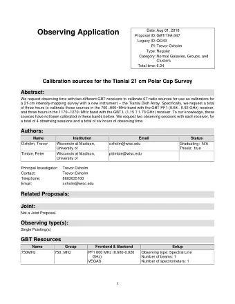 Observing Application  Proposal ID: GBT/19A-347  Legacy ID: QO43  PI: Trevor Oxholm  Type: Regular
