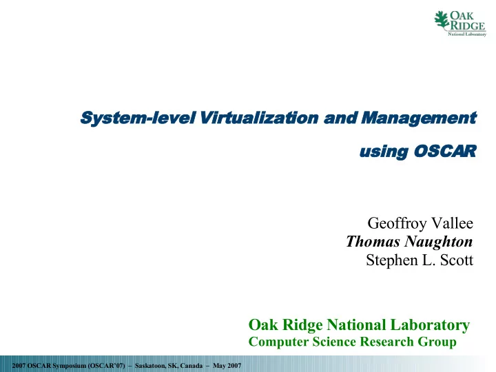 syst system level em level virt irtualizat ualization and