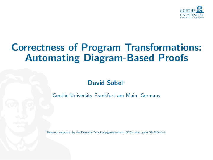 correctness of program transformations automating diagram